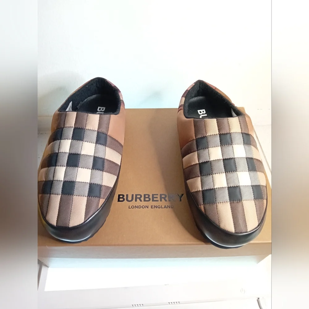 New Authentic BURBERRY SLIPPERS AND CLOGS MEN FABRIC BROWN BIRCH